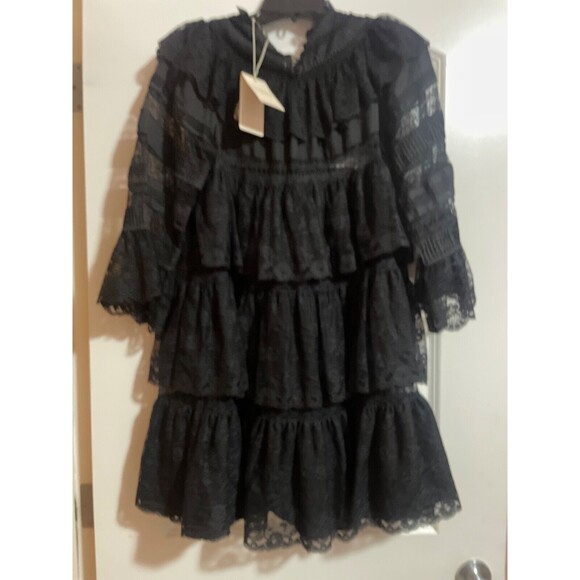 Doen Oralie Lace Tiered Dress size S NWT A-Line Black Witchy Whimsigoth - Picture 11 of 15